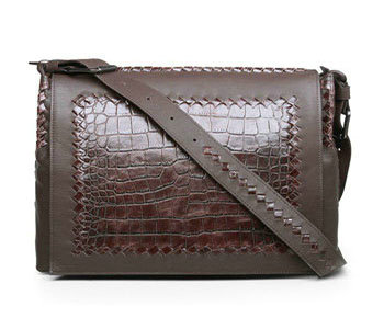 Bottega Veneta ardoise intrecciato croco messenger bag 16030-1 brown